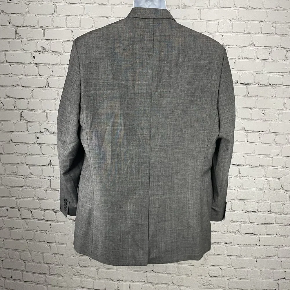 Chaps Grey 100% Wool 2 Button Single Vented Notch Blazer Sport Coat Size 44L